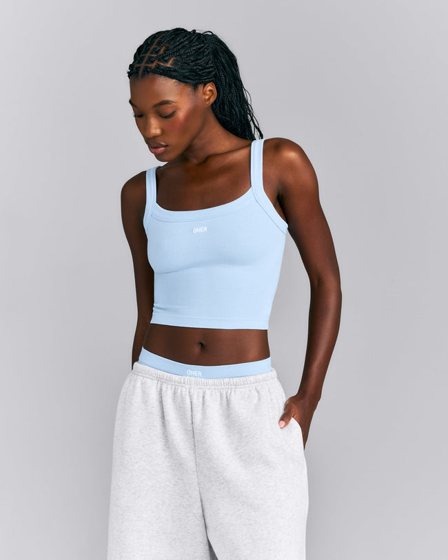 Seamless Scoop Neck Vest | Mist Blue