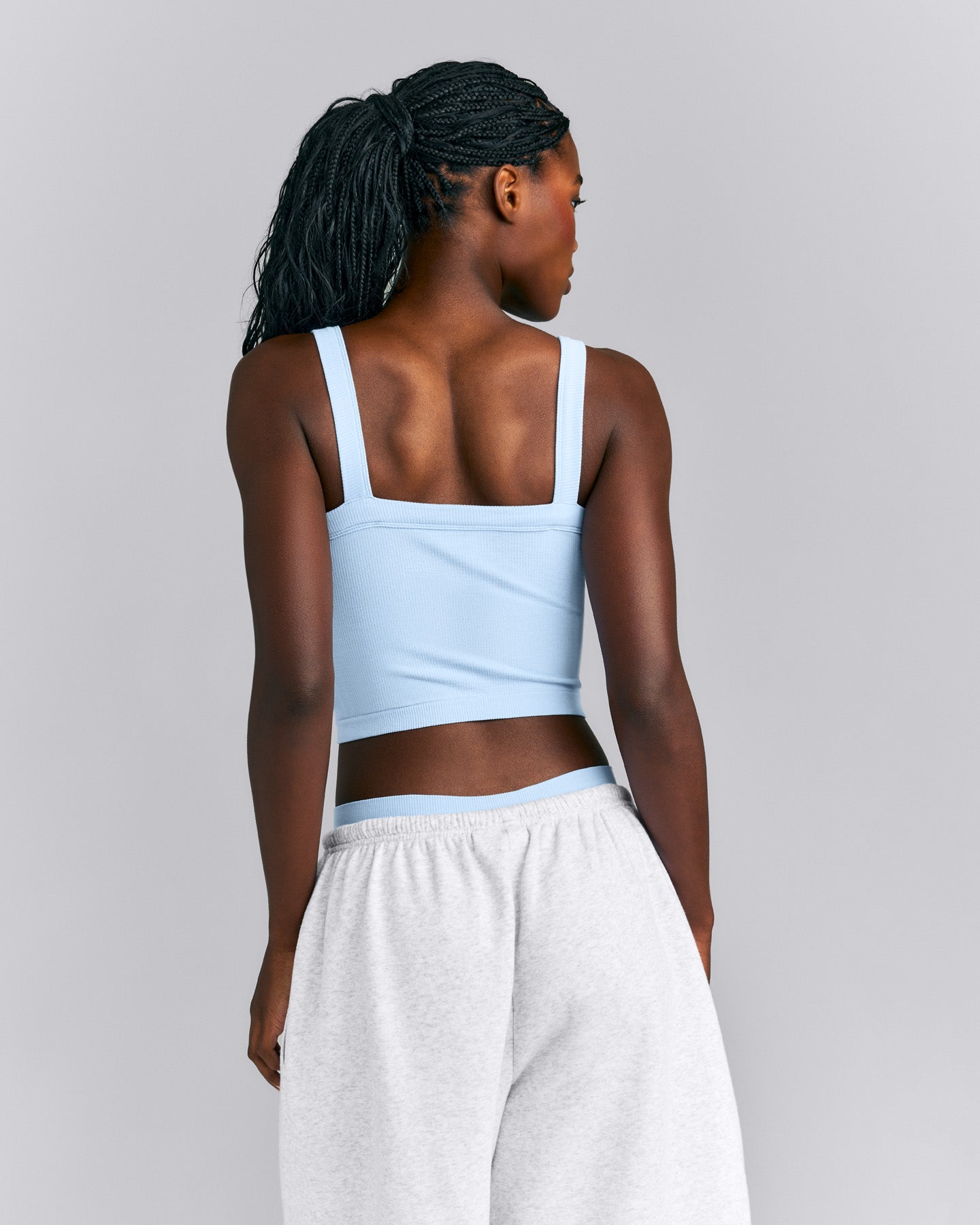 Seamless Scoop Neck Vest | Mist Blue
