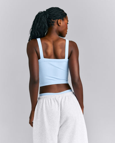 Seamless Scoop Neck Vest | Mist Blue