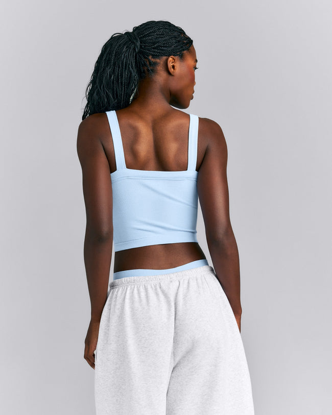 Seamless Scoop Neck Vest | Mist Blue