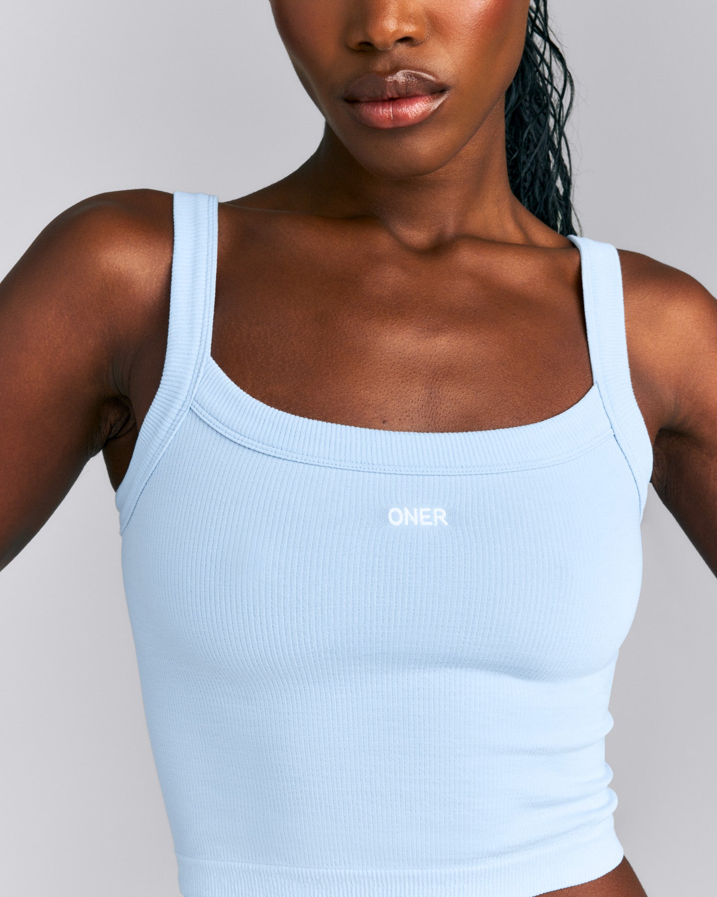 Seamless Scoop Neck Vest | Mist Blue