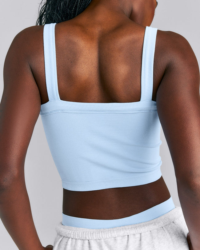 Seamless Scoop Neck Vest | Mist Blue