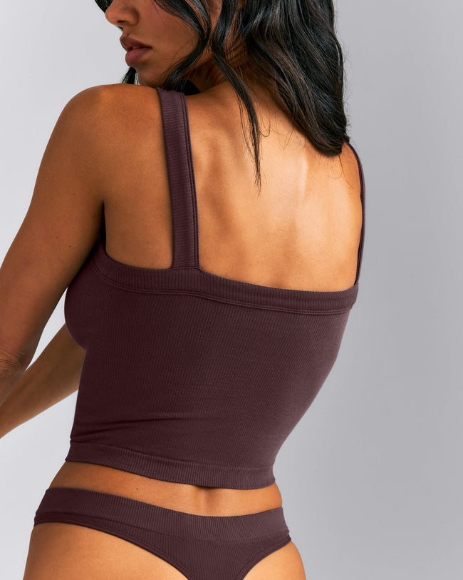 Seamless Scoop Neck Vest | Plum Brown