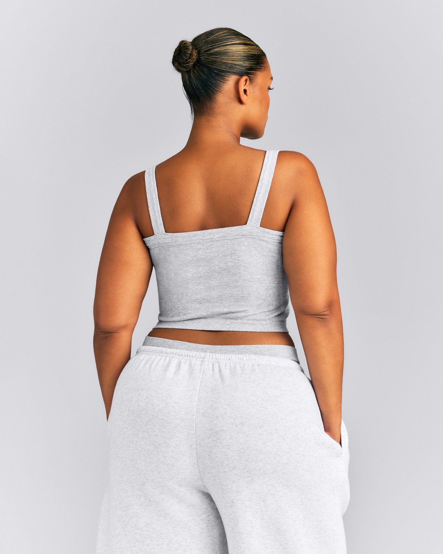 Seamless Scoop Neck Vest | Grey Marl