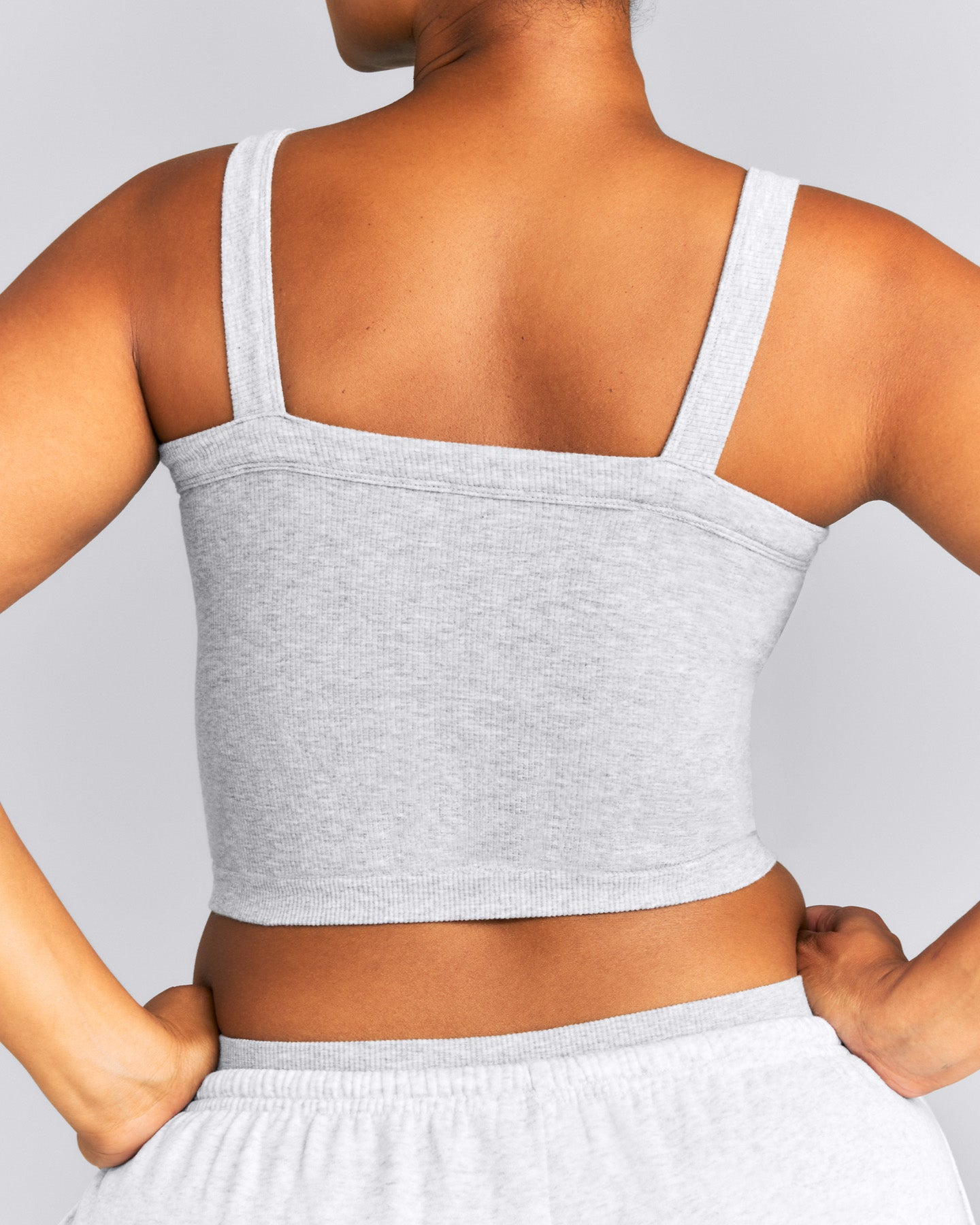 Seamless Scoop Neck Vest | Grey Marl