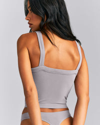 Seamless Scoop Neck Vest | Warm Zinc Grey
