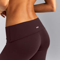 SoftMotion™ Fold Over Capri Leggings | Plum Brown