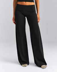 SoftMotion™ Fold Over Mid Rise Straight Leg Bottoms New Branding | Black