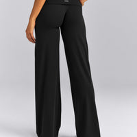 SoftMotion™ Fold Over Mid Rise Straight Leg Bottoms New Branding | Black