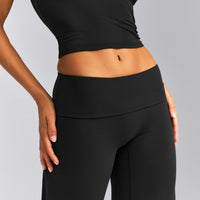 SoftMotion™ Fold Over Mid Rise Straight Leg Bottoms New Branding | Black
