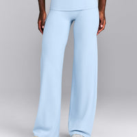 SoftMotion™ Fold Over Mid Rise Straight Leg Bottoms | Mist Blue