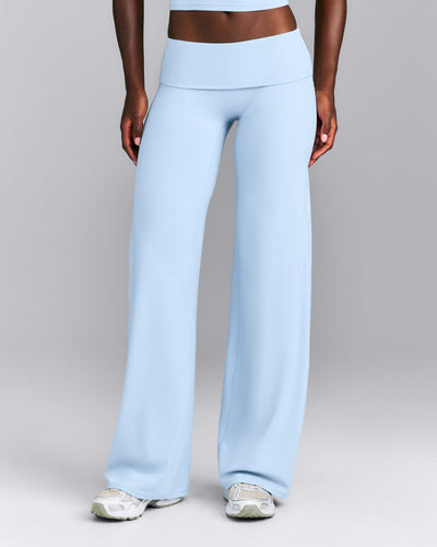 SoftMotion™ Fold Over Mid Rise Straight Leg Bottoms | Mist Blue
