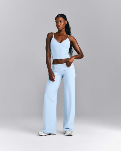 SoftMotion™ Fold Over Mid Rise Straight Leg Bottoms | Mist Blue