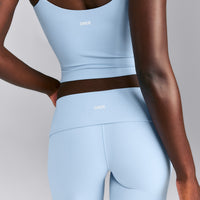 SoftMotion™ Fold Over Mid Rise Straight Leg Bottoms | Mist Blue
