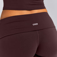 SoftMotion™ Fold Over Mid Rise Straight Leg Bottoms | Plum Brown