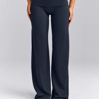 SoftMotion™ Fold Over Mid Rise Straight Leg Trousers New Branding | True Blue