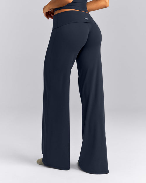 SoftMotion™ Fold Over Mid Rise Straight Leg Trousers New Branding | True Blue