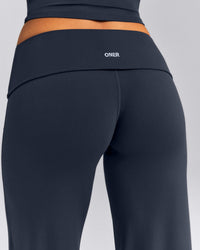 SoftMotion™ Fold Over Mid Rise Straight Leg Trousers New Branding | True Blue