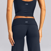 SoftMotion™ Fold Over Mid Rise Straight Leg Trousers New Branding | True Blue