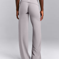 SoftMotion™ Fold Over Mid Rise Straight Leg Bottoms New Branding | Zinc Grey