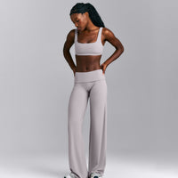 SoftMotion™ Fold Over Mid Rise Straight Leg Bottoms New Branding | Zinc Grey