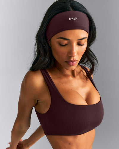 SoftMotion™ Headband with Grey Logo | Plum Brown
