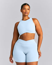 SoftMotion™ High Neck Sports Bra | Mist Blue