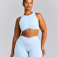 SoftMotion™ High Neck Sports Bra | Mist Blue