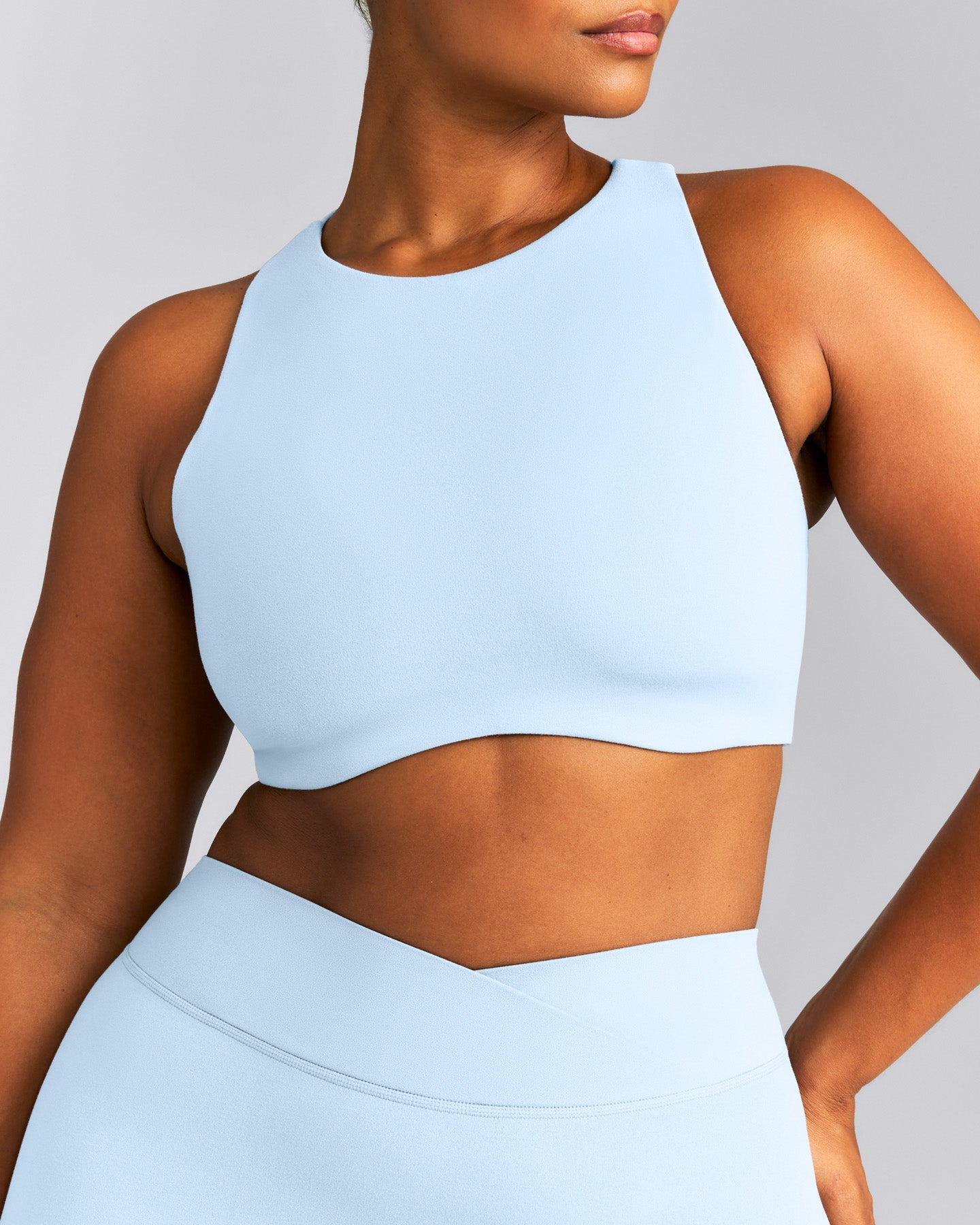 SoftMotion™ High Neck Sports Bra | Mist Blue