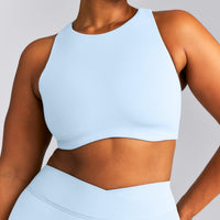 SoftMotion™ High Neck Sports Bra | Mist Blue