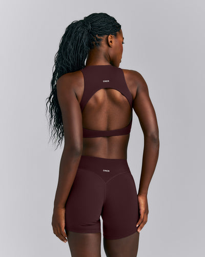 SoftMotion™ High Neck Sports Bra | Plum Brown