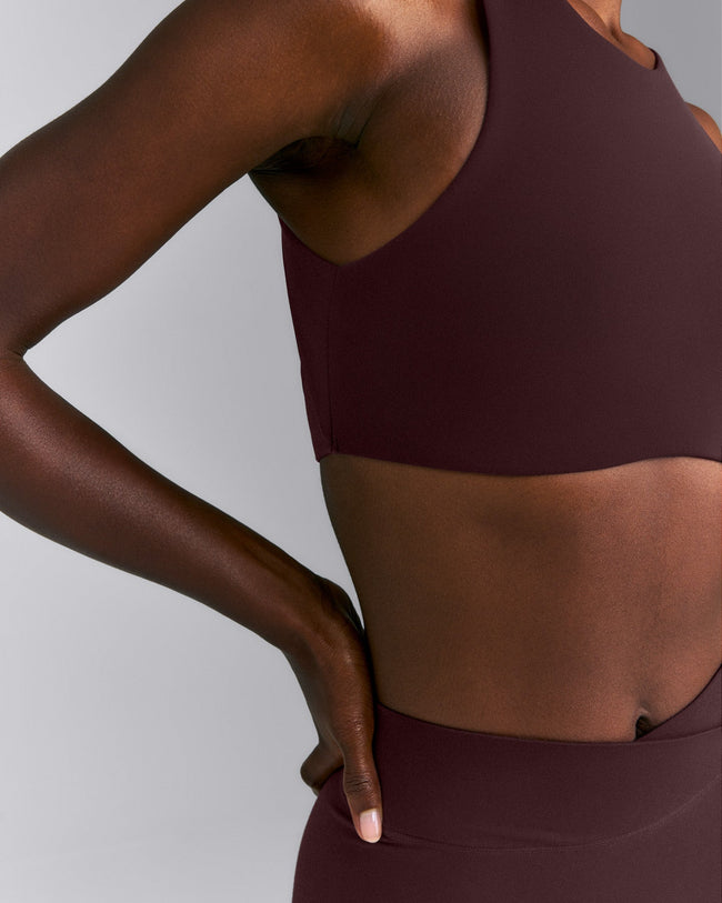 SoftMotion™ High Neck Sports Bra New Branding | Plum Brown