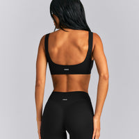 SoftMotion™ Soft Square Neck Sports Bra | Black