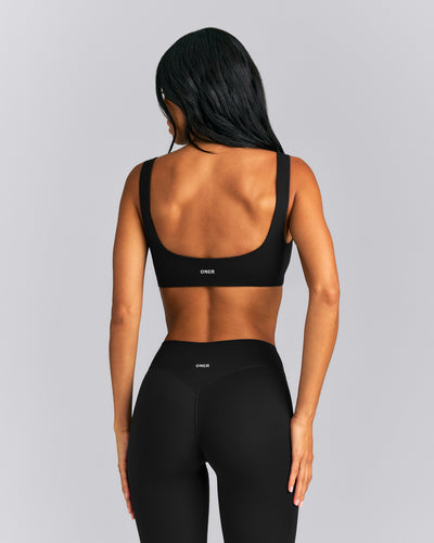 SoftMotion™ Soft Square Neck Sports Bra | Black