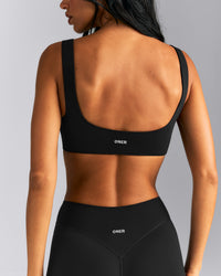 SoftMotion™ Soft Square Neck Sports Bra | Black