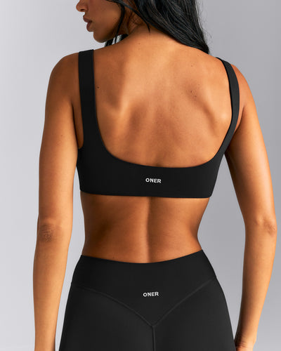 SoftMotion™ Soft Square Neck Sports Bra | Black