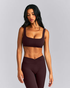 SoftMotion™ Soft Square Neck Sports Bra New Branding | Plum Brown