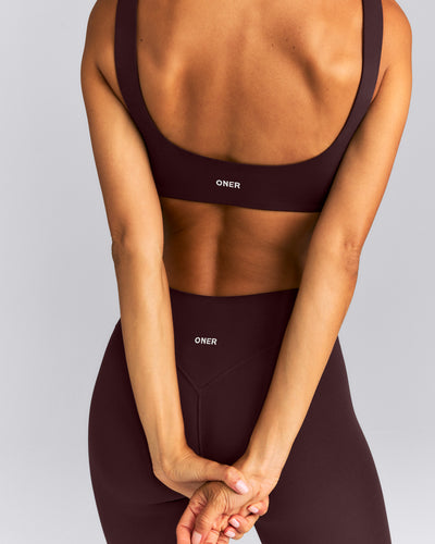 SoftMotion™ Soft Square Neck Sports Bra | Plum Brown