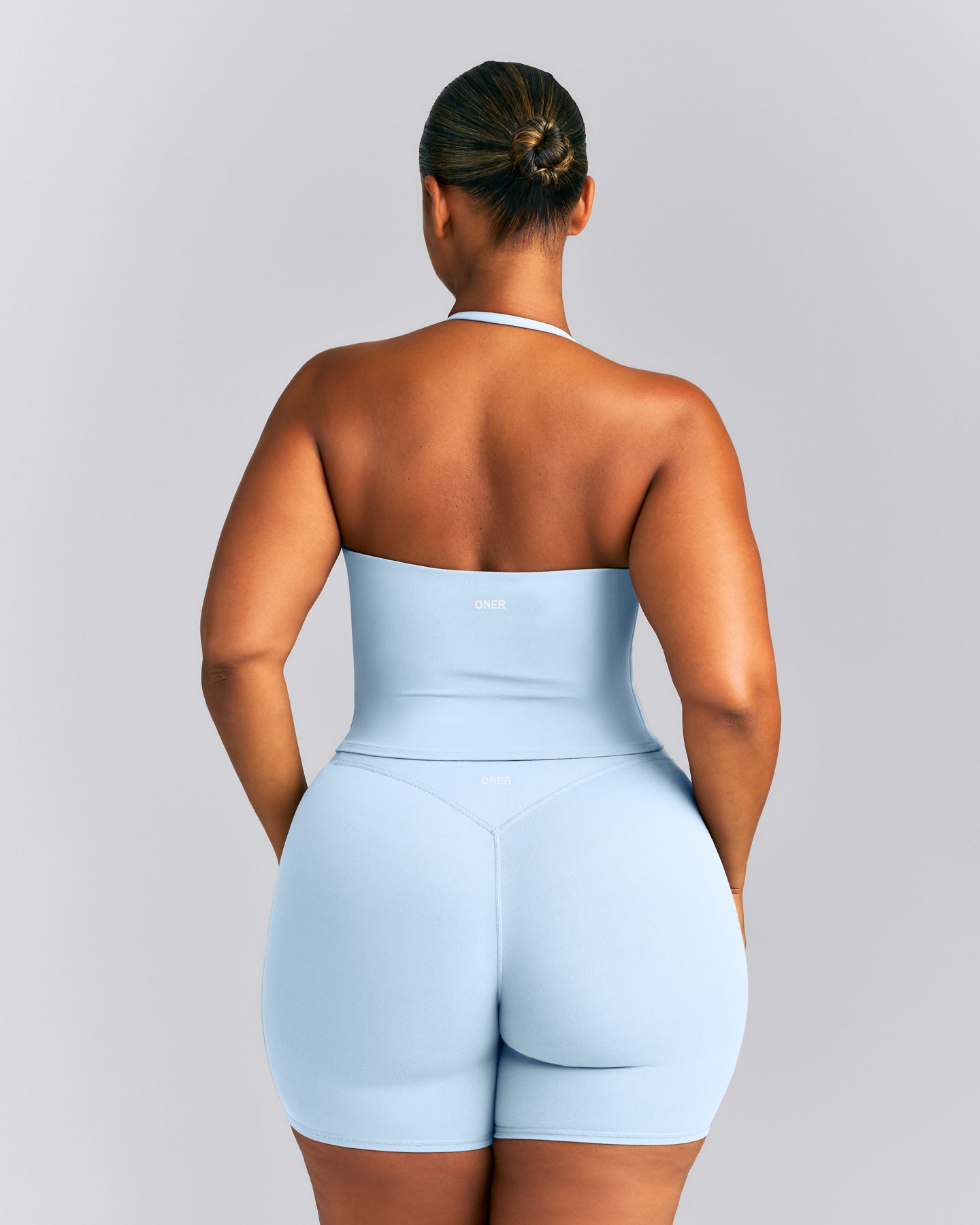 SoftMotion™ Strappy Halter Neck Mid Vest with Built in Bra Shelf New Branding | Mist Blue