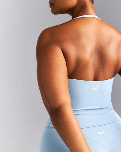 SoftMotion™ Strappy Halter Neck Mid Vest with Built in Bra Shelf New Branding | Mist Blue