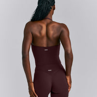 SoftMotion™ Strappy Halter Neck Mid Vest with Built in Bra Shelf New Branding | Plum Brown