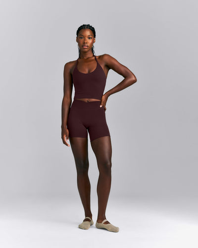SoftMotion™ Strappy Halter Neck Mid Vest with Built in Bra Shelf New Branding | Plum Brown