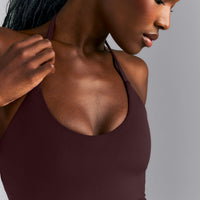 SoftMotion™ Strappy Halter Neck Mid Vest with Built in Bra Shelf New Branding | Plum Brown