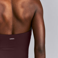 SoftMotion™ Strappy Halter Neck Mid Vest with Built in Bra Shelf New Branding | Plum Brown