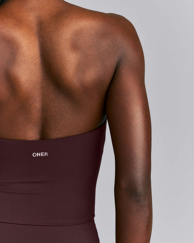 SoftMotion™ Strappy Halter Neck Mid Vest with Built in Bra Shelf New Branding | Plum Brown