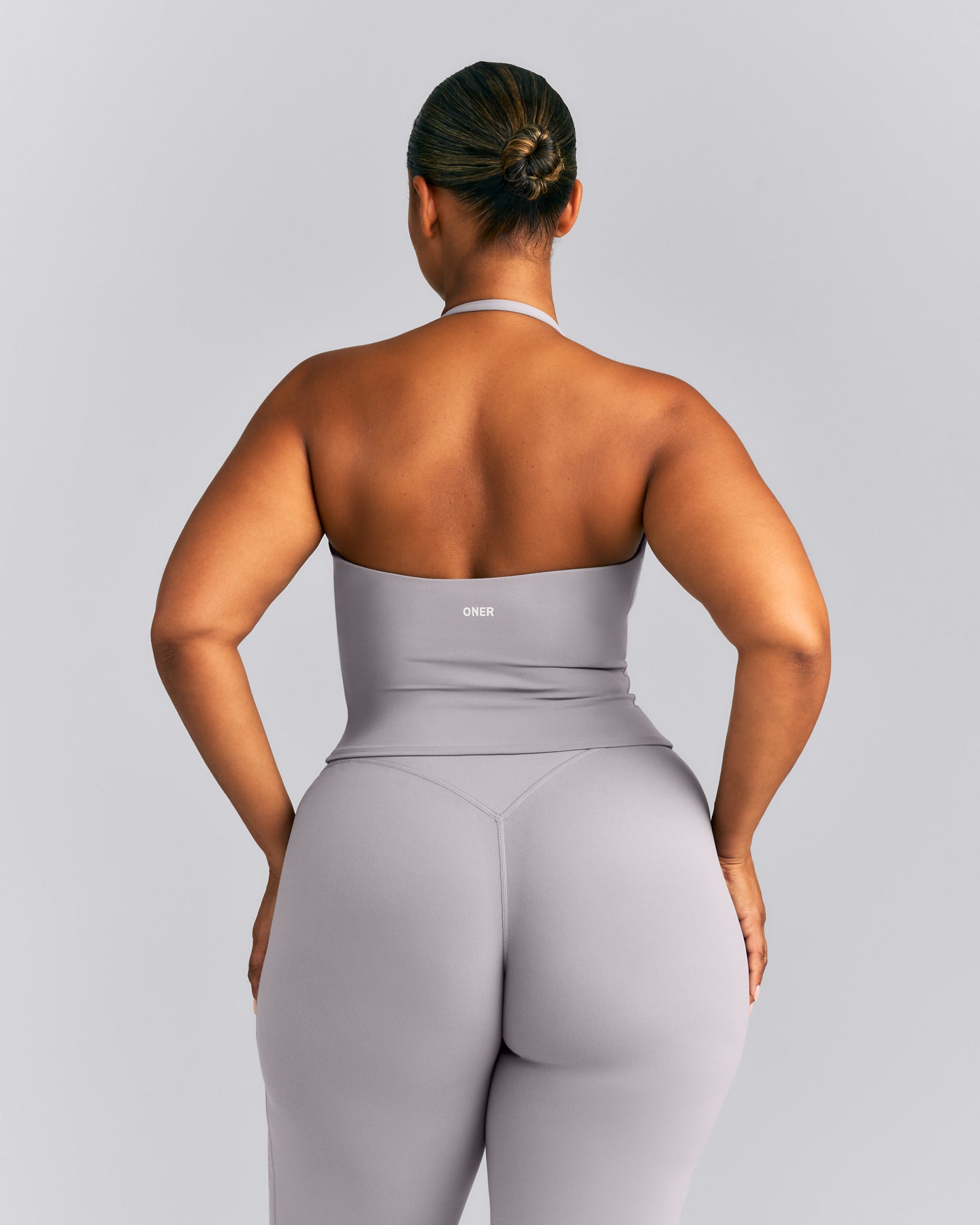 SoftMotion™ Strappy Halter Neck Mid Vest with Built in Bra Shelf New Branding | Zinc Grey