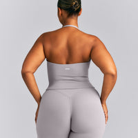 SoftMotion™ Strappy Halter Neck Mid Vest with Built in Bra Shelf New Branding | Zinc Grey
