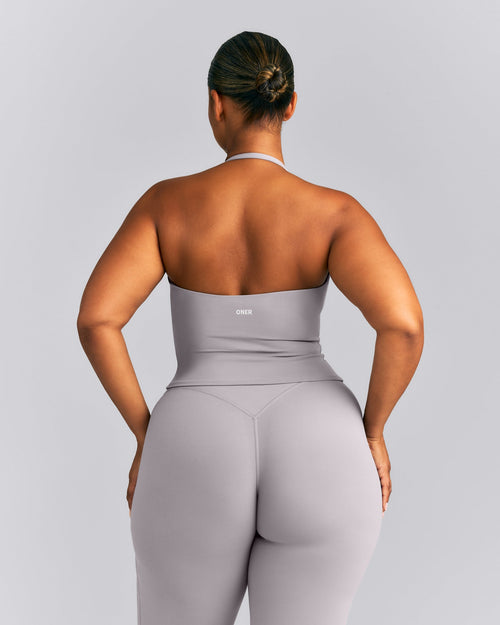 SoftMotion™ Strappy Halter Neck Mid Vest with Built in Bra Shelf New Branding | Zinc Grey