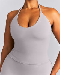 SoftMotion™ Strappy Halter Neck Mid Vest with Built in Bra Shelf New Branding | Zinc Grey
