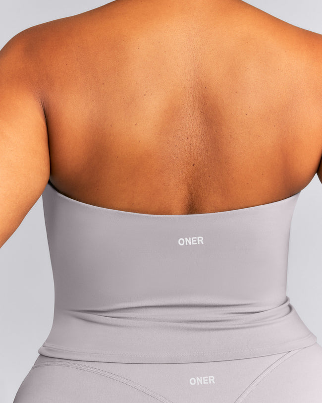 SoftMotion™ Strappy Halter Neck Mid Vest with Built in Bra Shelf New Branding | Zinc Grey